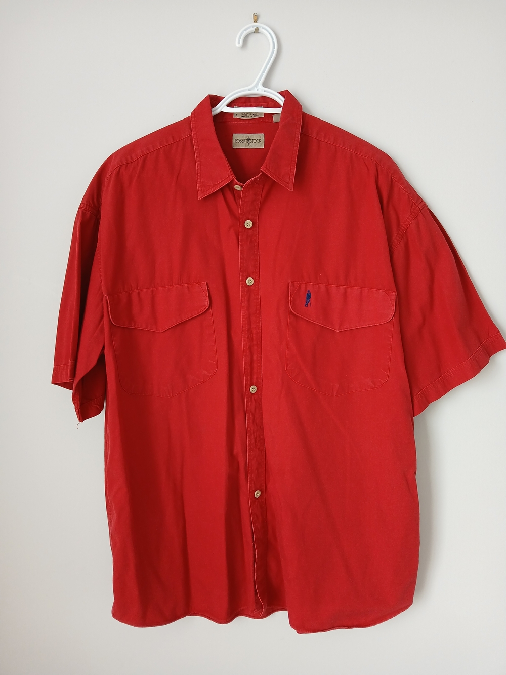 Vintage Robert Stock Mens Large Red Short-Sleeve Button-Up Shirt (Robert Graham)